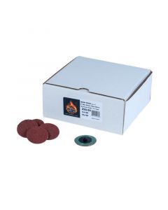 High Teck&trade; 250-50 R-Style Disc, 2 in Dia, 50 Grit, Aluminum Oxide, Polymer Backing