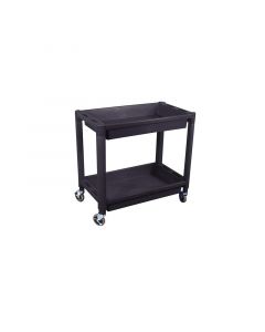 High Teck&trade; T425 Utility Cart, 300 lb, Black, Heavy-Duty Plastic, 2 Shelves, Swivel Caster